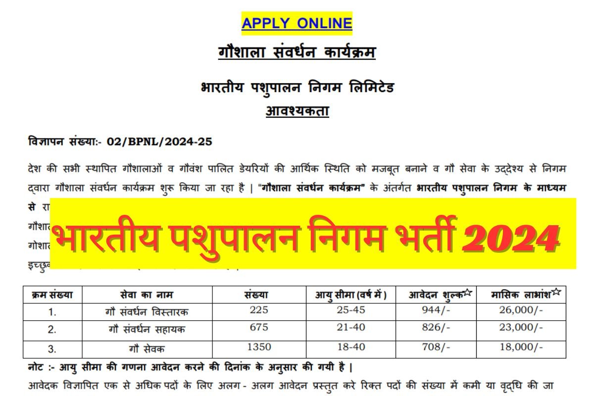 भारतीय पशुपालन निगम में 2 हजार से ज्यादा पदों पर निकली भर्ती, 10वीं पास से लेकर ग्रेजुएट कर सकते हैं आवेदन